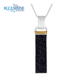 Silver & Gold Necklace with Druzy and Quartz- 18 Inches